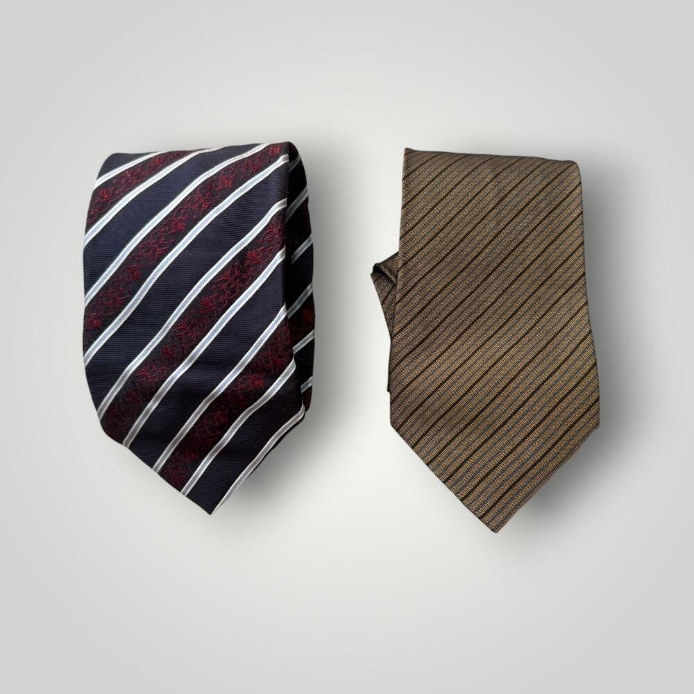 Gianfranco Ferre Italy Silk Neck Tie Lot of 2 Designer Striped Neckties